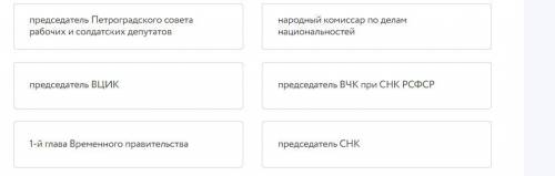 Установите соответствие между историческими деятелями и занимаемыми ими постами. Л.Д. Троцкий В.И.Ле