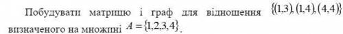 Побудувати матрицю і граф для відношення , визначеного на множині