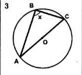 Условие: найти х (Найти АВС). Окружность описана вокруг треугольника АВС.