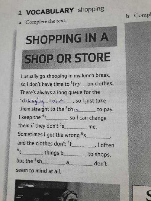 SHOPPING IN A SHOP OR STORE to pay. I usually go shopping in my lunch break, so I don't have time to