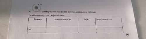 4. (а) На рисунке подпишите частицу, указанную в таблице: (b) заполните пустые графы таблицы: