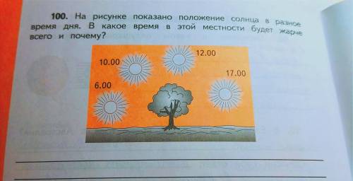 100. На рисунке показано положение солнца в разное время дня. В какое время в этой местности будет ж