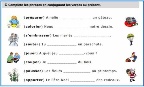 Complète les phrases en conjuguant les verbes au présent.