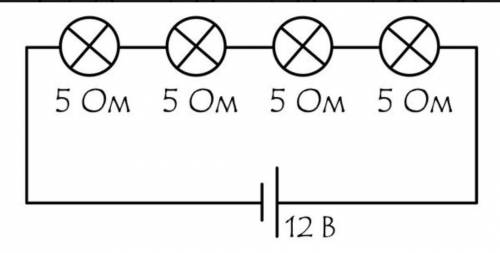 1) Четыре одинаковых потребителя тока ( лампы ) последовательно соединены с источником тока, создающ