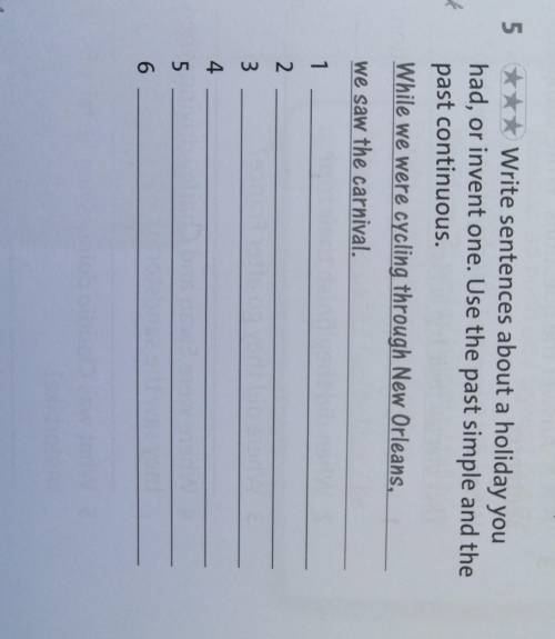 Write senteces about a Holiday you had or invent one. Use the past Simple and the past continuous.