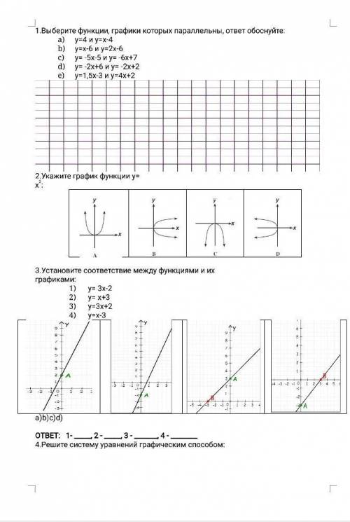 Выберите графики которых параллельны ответ обоснуйте