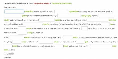 Put each verb in brackets into either the present simple or the present continuous.