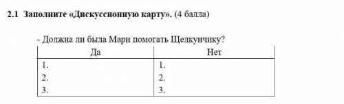 Заполните дискуссионную карту должна было Мари щелкунчику?