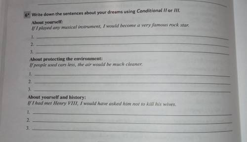 Write down the sentences about your dreams using Conditional 2 or 3