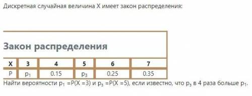 Теория вероятностей: Дискретная случайная величина Х имеет закон распределения: Найти вероятности p1