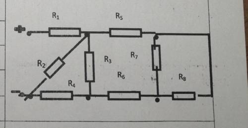 Нужно найти R эквивалент R1-24 Ом R2-48 Ом R3-20 Ом R4-4 Ом R5-3 Ом R6-9 Ом R7-24 Ом R8-72 Ом Поэтап