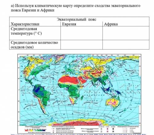 Используя климатическую карту евразии определите сходство экваториального пояса Евразии и Африки