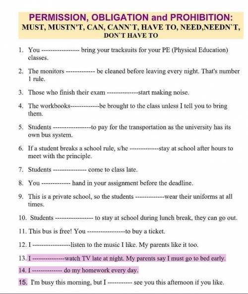 Modal verbs of permission and obligation