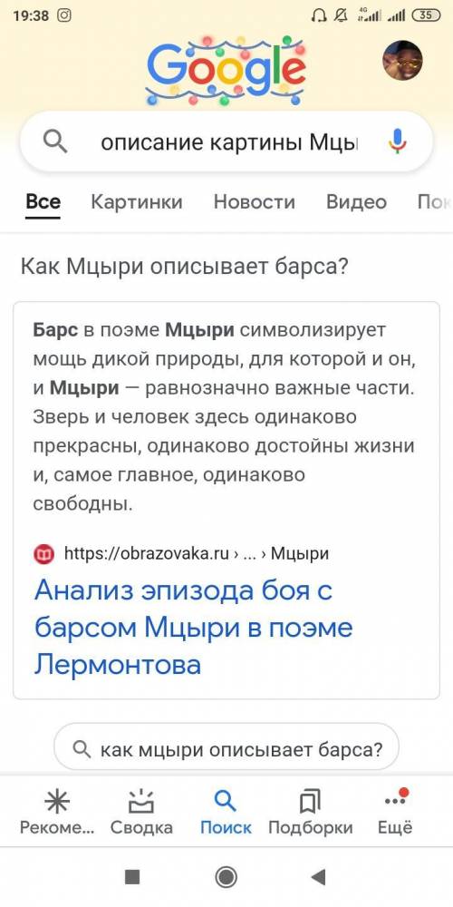 Опишите картину мцыри бой с барсом