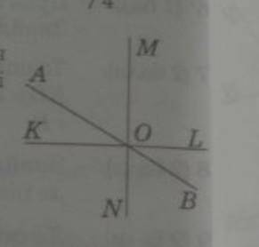 Прямі AB, KL i MN перетинаються у точці О. Чи перпендикулярні прямі KL i MN, якщо: 1) кут NOB = 60⁰;