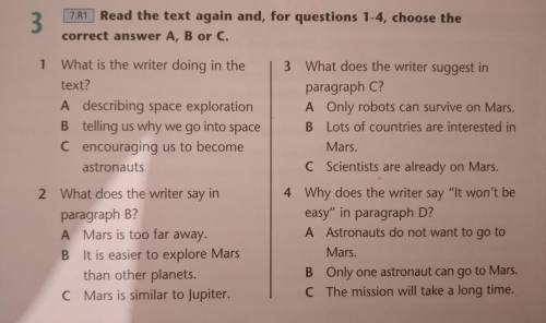 Read the text again and, for questions 1-4, choose the correct answer A, B or C