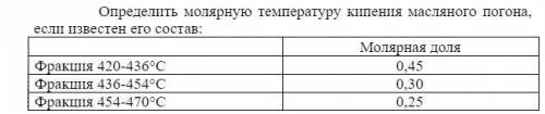 Определить молярную температуру кипения масляного погона, если известен его состав.