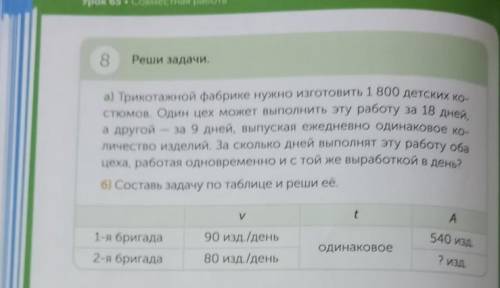 Реши задачи. а) Трикотажной фабрике нужно изготовить 1 800 детских костюмов. Один цех может выполнит