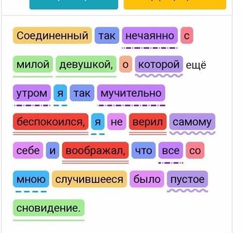 Синтаксический разбор: Соединенный так нечаянно с милой девушкой, о которой ещё утром я так мучитель