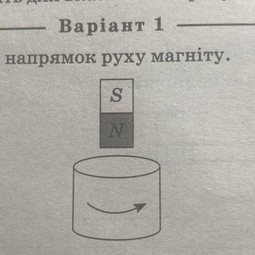 5. Укажіть для вказаного на рисунку випадку Варіант 1 напрямок руху магніту.