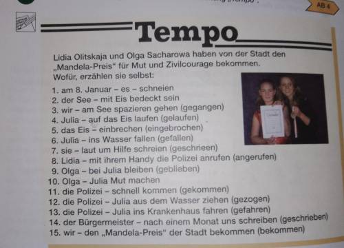 Schreib lidias und olgas text fur die Schulerzeitung Tempo