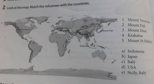 2 Look at the map. Match the volcanoes with the countries. Mount St Helens Mount Vesuvius Mount Etna