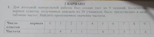 2. Для итоговой контрольной работы был создан тест из 9 заданий. Количество верных ответов, полученн