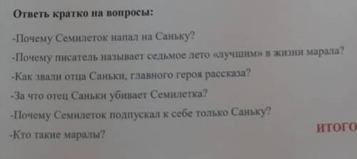 ответь кратко на вопросы: -Почему Семилеток напал на Саньку? -Почему писатель называет седьмое лето