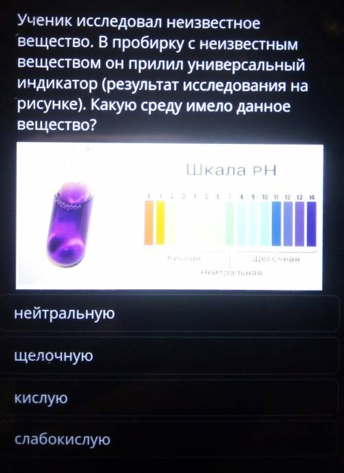 Ученик исследовал неизвестное вещество. В пробирку с неизвестным веществом он прилил универсальный и