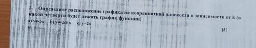 У НАС СОР РЕБЯТА y=0,5х+3 1 y=-0,5х- 2. Определите расположение графік. і... координатной плососості