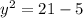 y^{2}=21-5