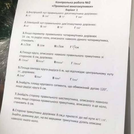 Itконтрольна робота 2 Правильні многокутник. До іт