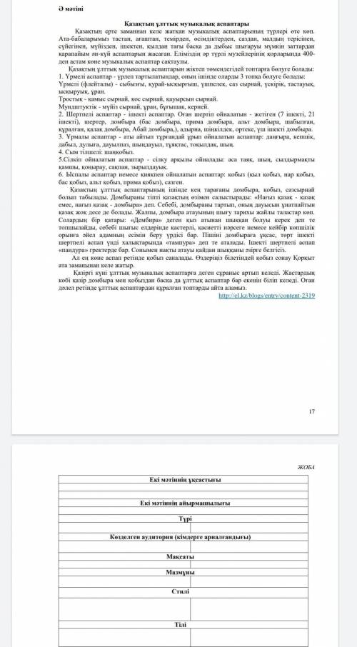 . Екі мәтіннің ұқсастығы Екі мәтіннің айырмашылығыТүріКөзделген аудитория (кімдерге арналғандығы)Ма