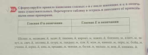 Сформулируйте правило написания гласных [о] и [е] после шипящих и [ц] в окончаниях существительных.