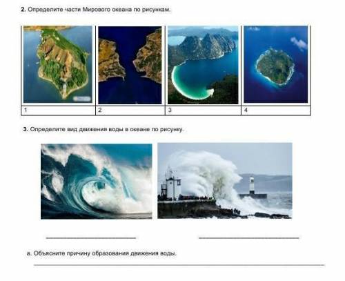 Определите части Мирового океана по рисункам
