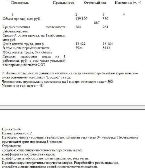 По данным, приведенным в таблице, произведите расчет показателей по труду и заработной плате и опред