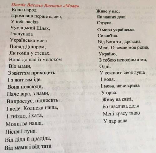 Поезія Василя Васкана Мова'' аналіз