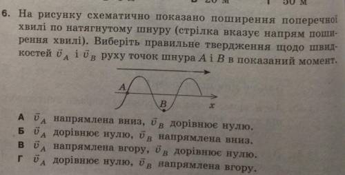 За На малюнку схематично показано поширення поперечно! хвилі по натягнутому шнуру (стрілка вказує на
