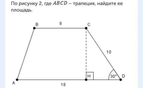 По рисунку 2, где Abcd-трапеция найдите её площадь