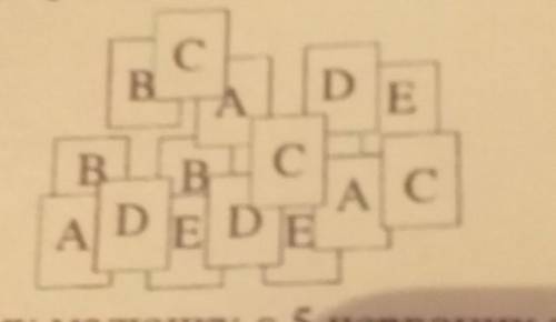 3. На столі лежать картки, на яких написані літери. Деякі картки частков перекриваються іншими, а де
