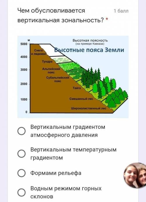 Чем обуславливается вертикальная зональность? дайте ответ это контрольная работа правильно дайте