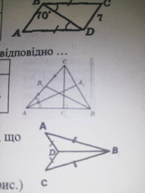 На рисунку в трикутнику ABC відрізки AA1BB1 CC1 є відповідно