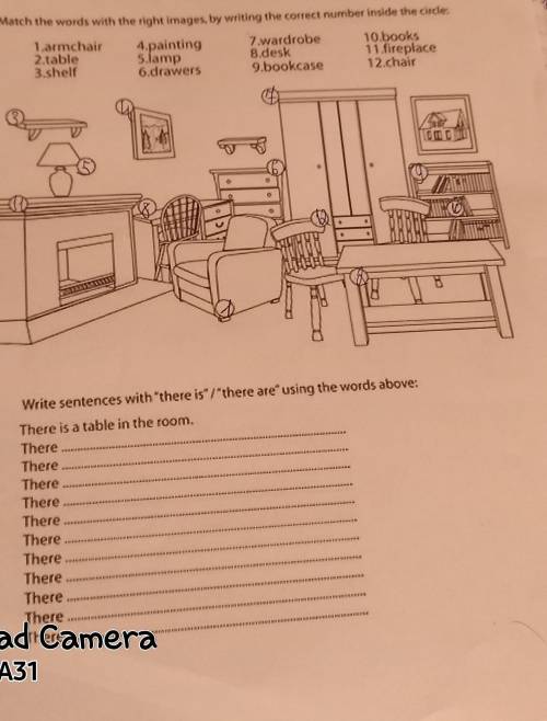 Write sentences with there is there are using the words above There is a table in the room There Th