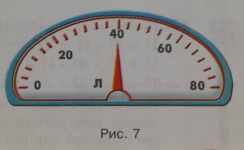 9. На рисунке 7 изображена шкала прибора, показывающего, сколь- ко литров бензина осталось в баке ав