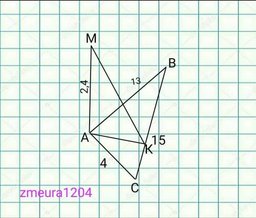 ів сторони трикутника дорівнюють 4см, 13см, 15см через вершину найбільшого кута до площини трикутник