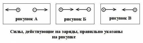 Нарисовать силы, действующие на заряды