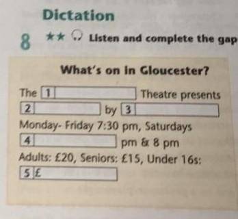 What's on in Gloucester? by 3 The 1 Theatre presents 2 Monday-Friday 7:30 pm, Saturdays 4 pm & 8