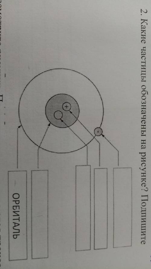 2. Какие частицы обозначены на рисунке? Подпишите ОРБИТАЛЬ