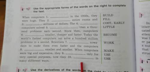 Use the appropriate forms of the world's on the right to complete the text