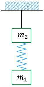 Два груза m1 = 6 кг и m2 = 2 кг скреплены невесомой пружиной неизвестной жёсткости. Известно, что в